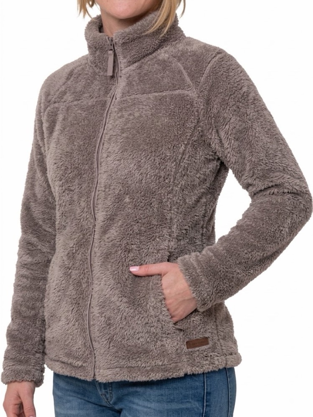 Free Country Faux-Sherpa Full-Zip Jacket - Taupe